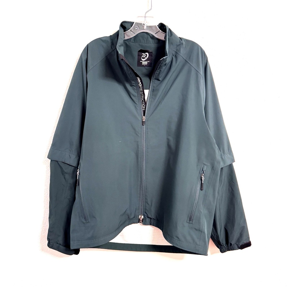 Zero Restriction Tour Series Golf Jacket Mens L Green Windbreaker Zip Pullover